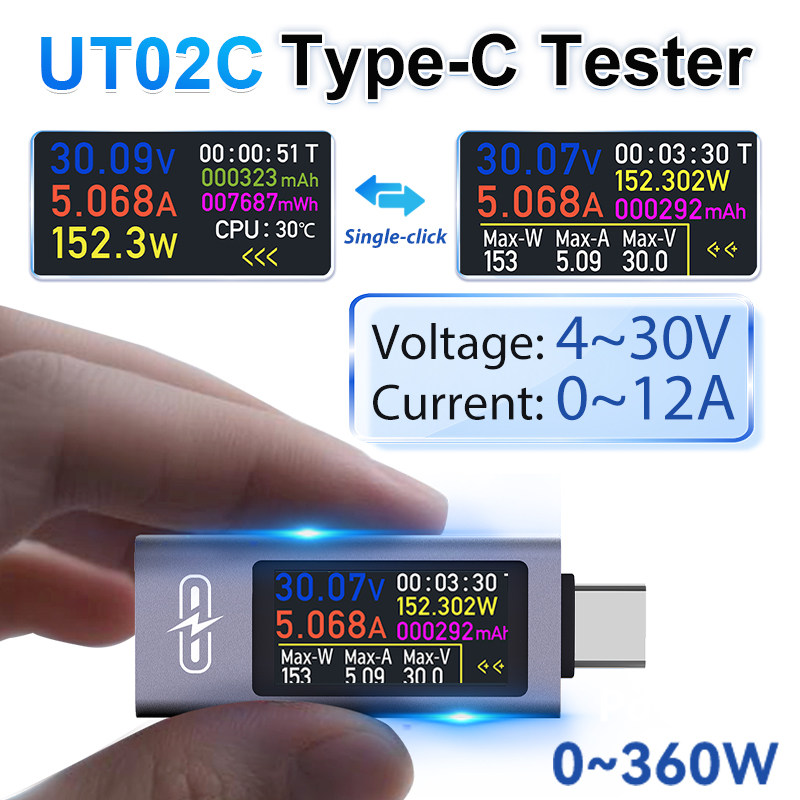 Logic Analyzer Usb - UT02C USB 컬러 스크린 Type-C 테스터