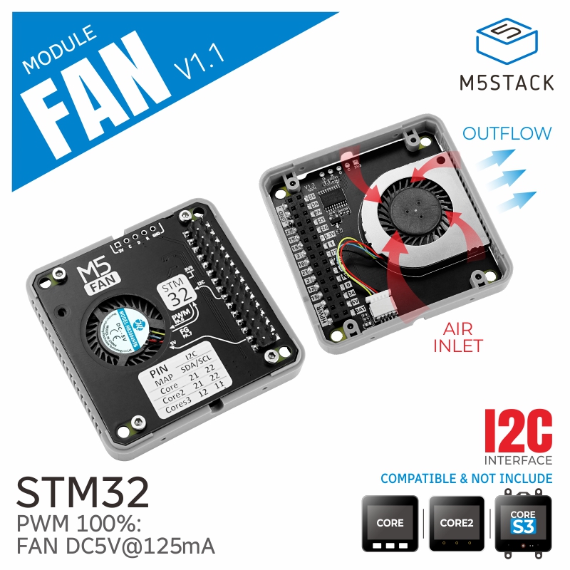 Diy Electronics Kits - M5Stack 공식 팬 모듈 v1.1(STM32F030)