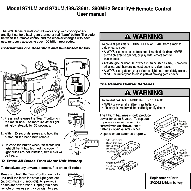 새로운 971LM 973LM Security+ 원격 제 - Diy Electronics Button 리뷰 및 가격